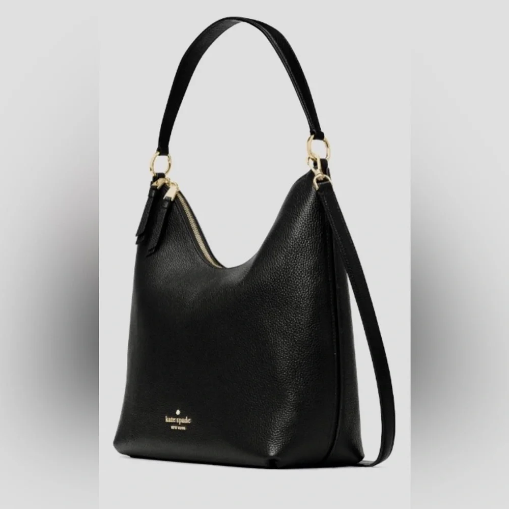 kate spade Black Pebbled Leather Hobo Shoulder Bag